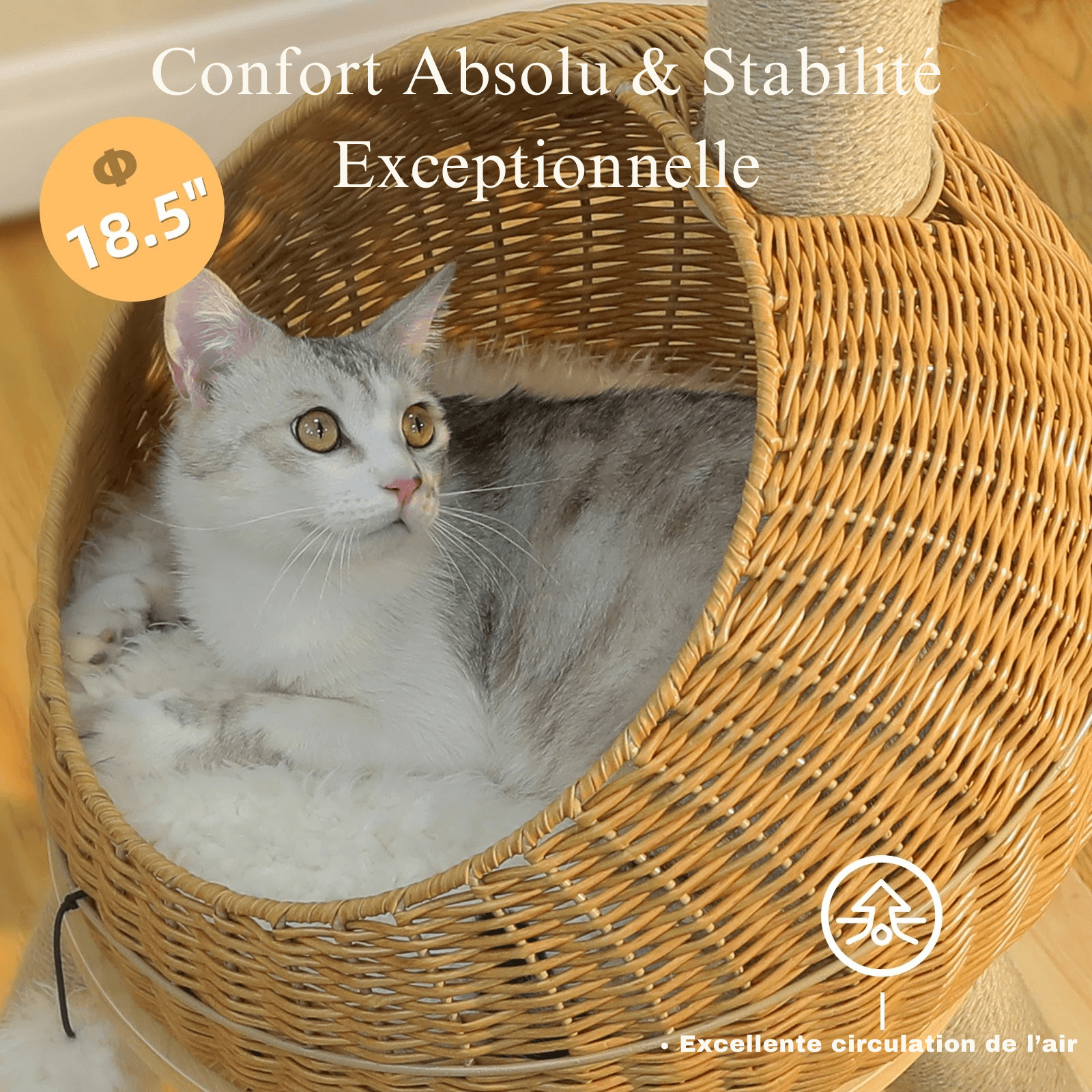 SAFARI™ — Arbre à Chat Luxe en Rotin – Confort Absolu & Stabilité Exceptionnelle