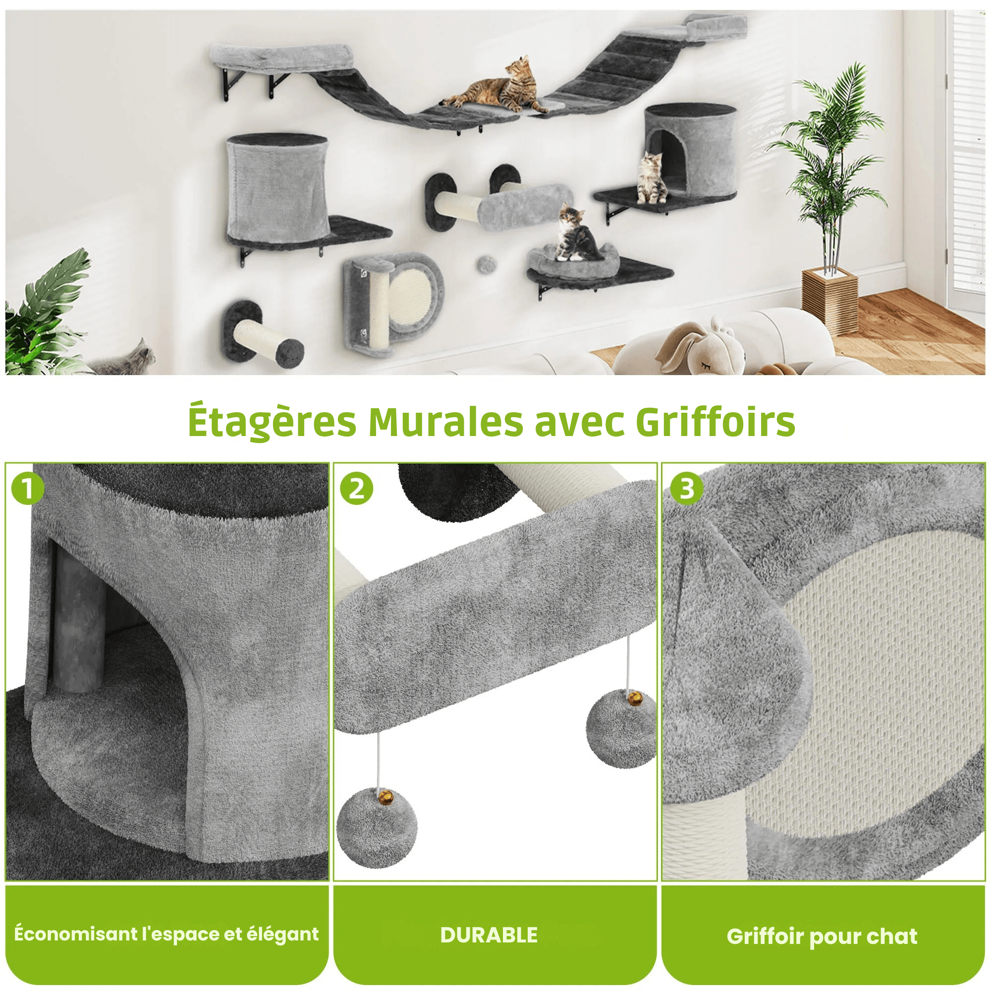 OASIS™ – Parcours Mural Chat Confort & Repos | Modules Muraux Design Premium