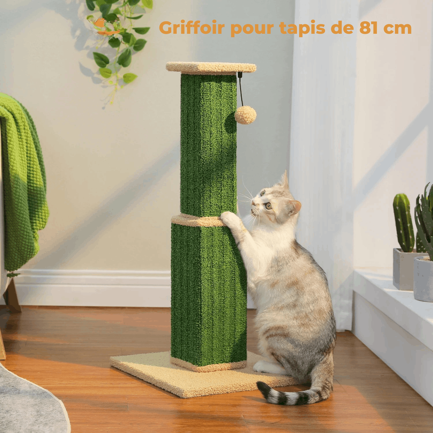 JADE™ — Le Griffoir Totem Végétal pour Chat avec Balle Interactive