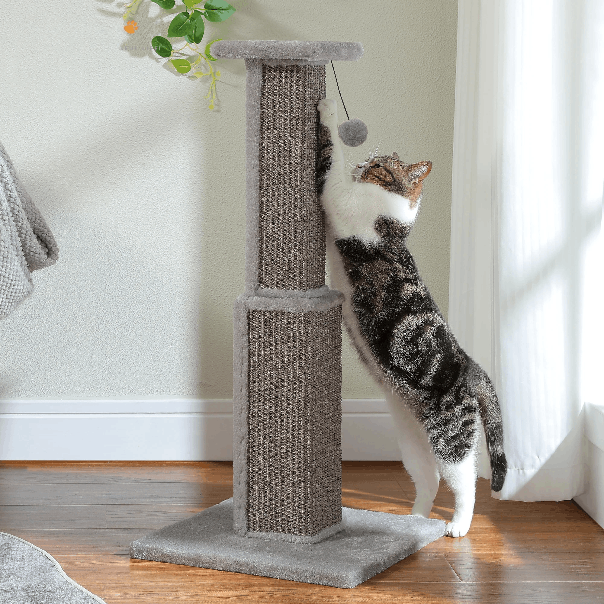 JADE™ — Le Griffoir Totem Végétal pour Chat avec Balle Interactive