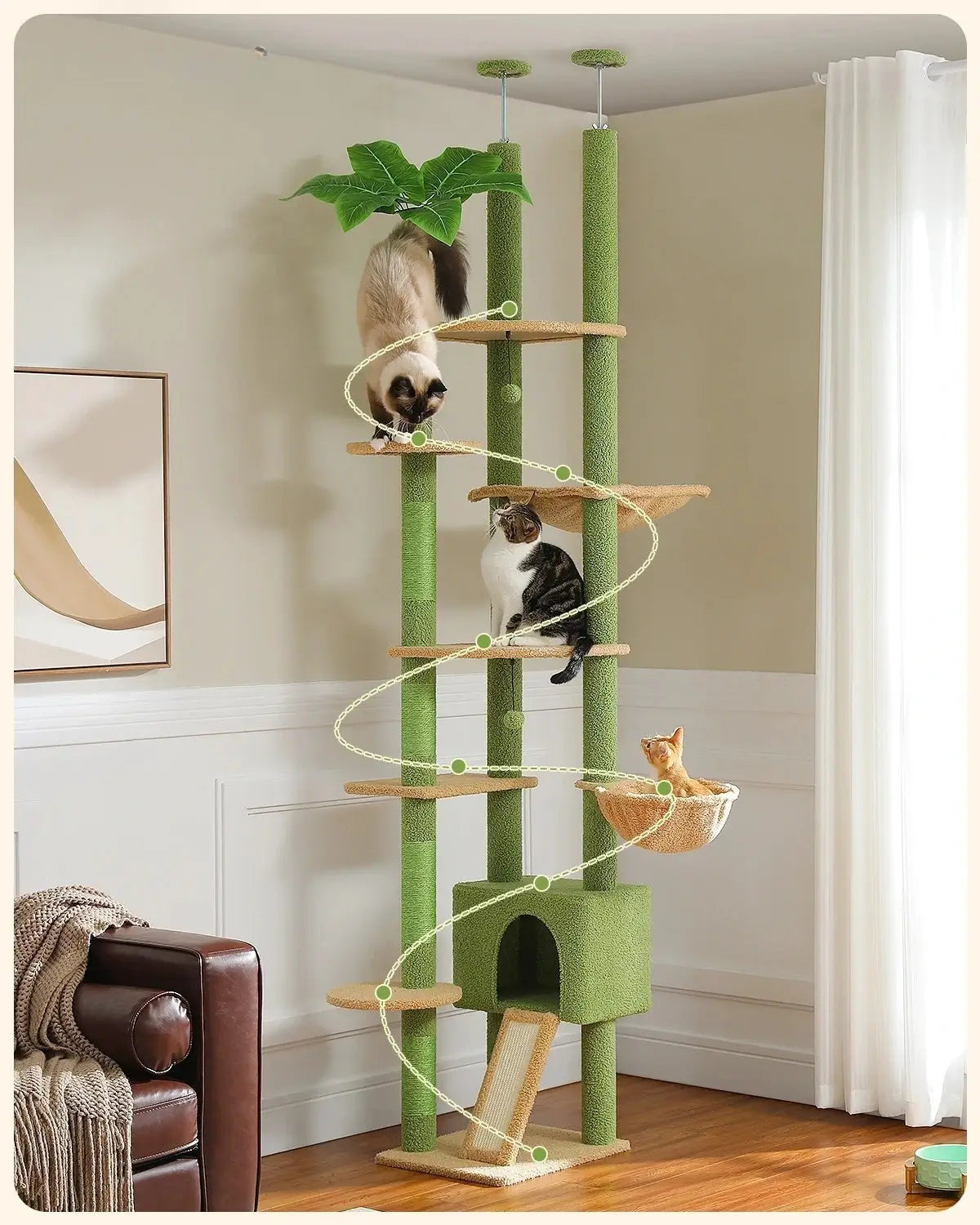 ZÉNITH™ — Arbre à chat sol-plafond design multi-niveaux