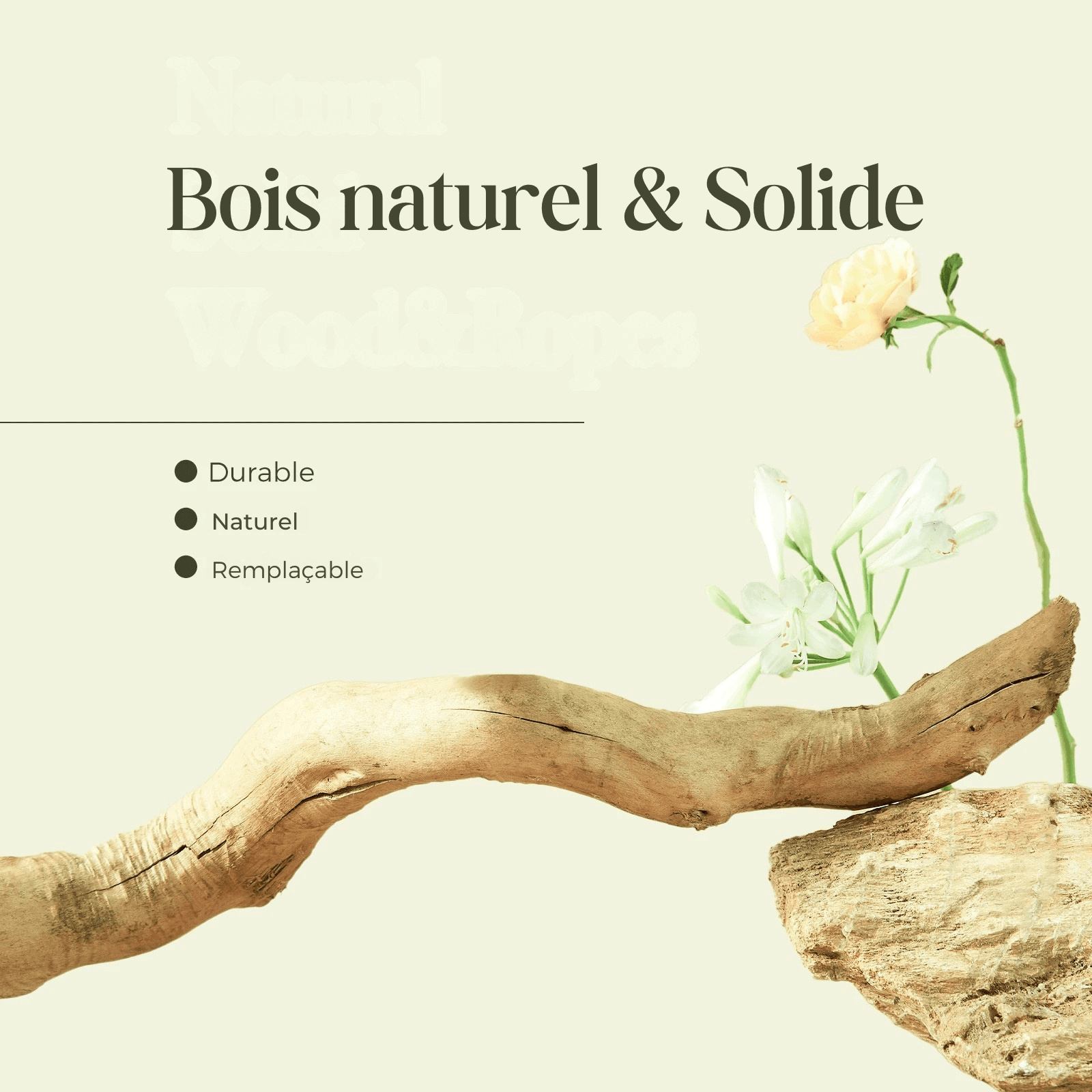 SAFARI™ — Arbre à chat en bois naturel avec hamacs & plateformes douillettes