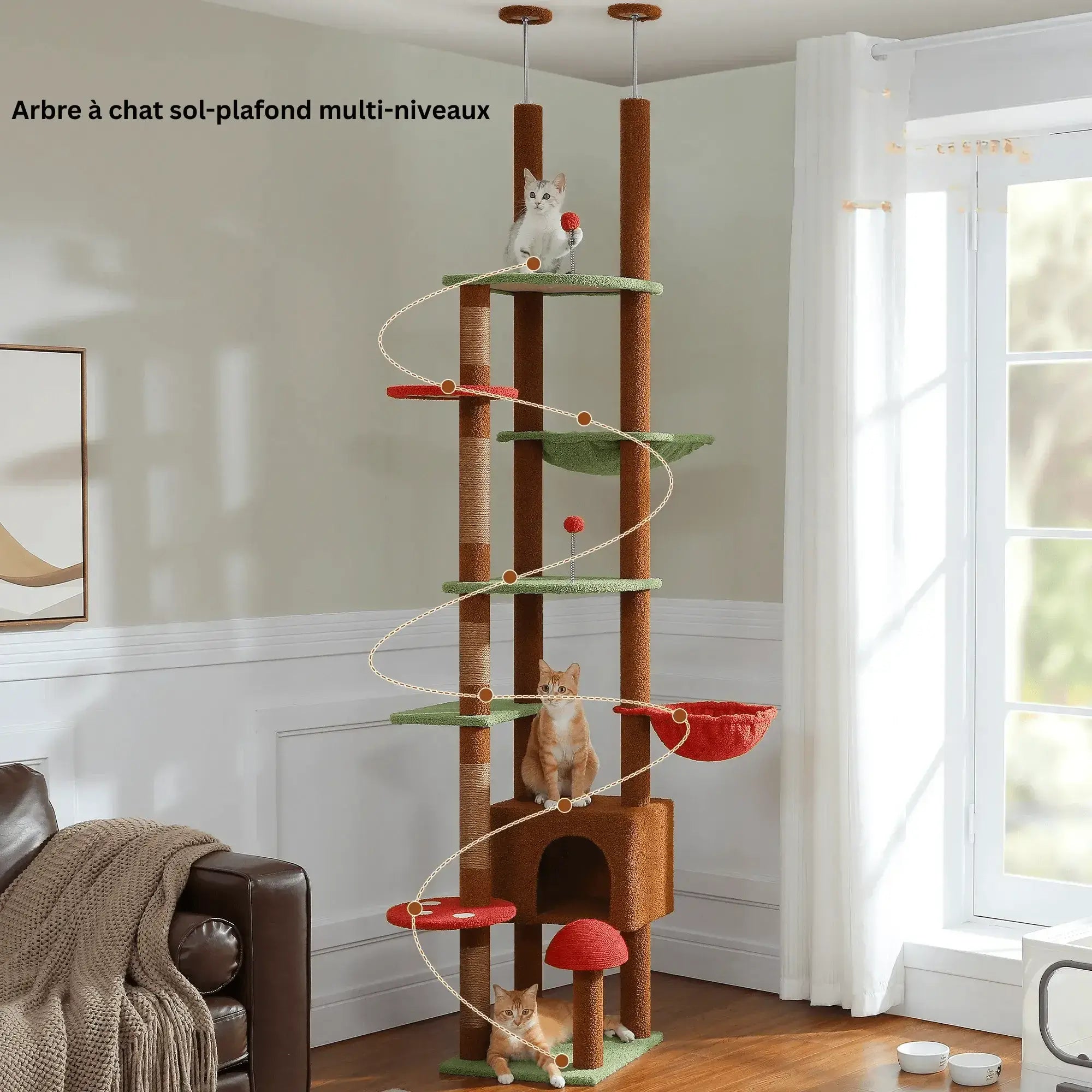 SIRIUS™ Arbre à Chat XXL Design Sol-Plafond – Multi-Niveaux Stable & Élégant