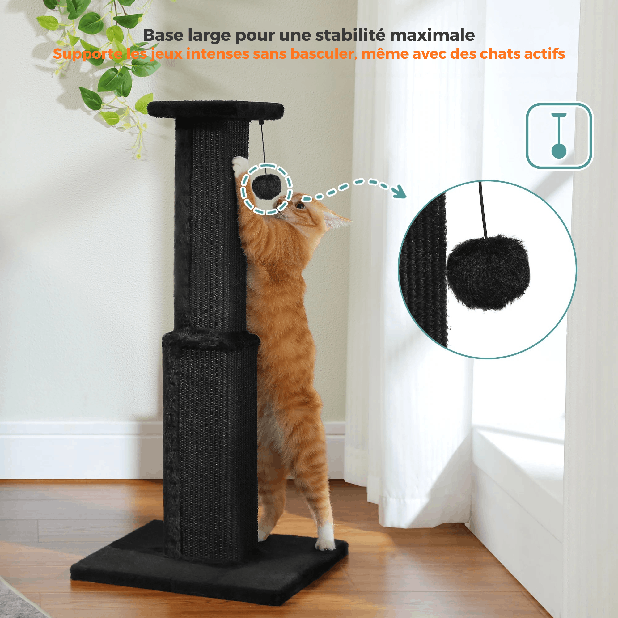 JADE™ — Le Griffoir Totem Végétal pour Chat avec Balle Interactive