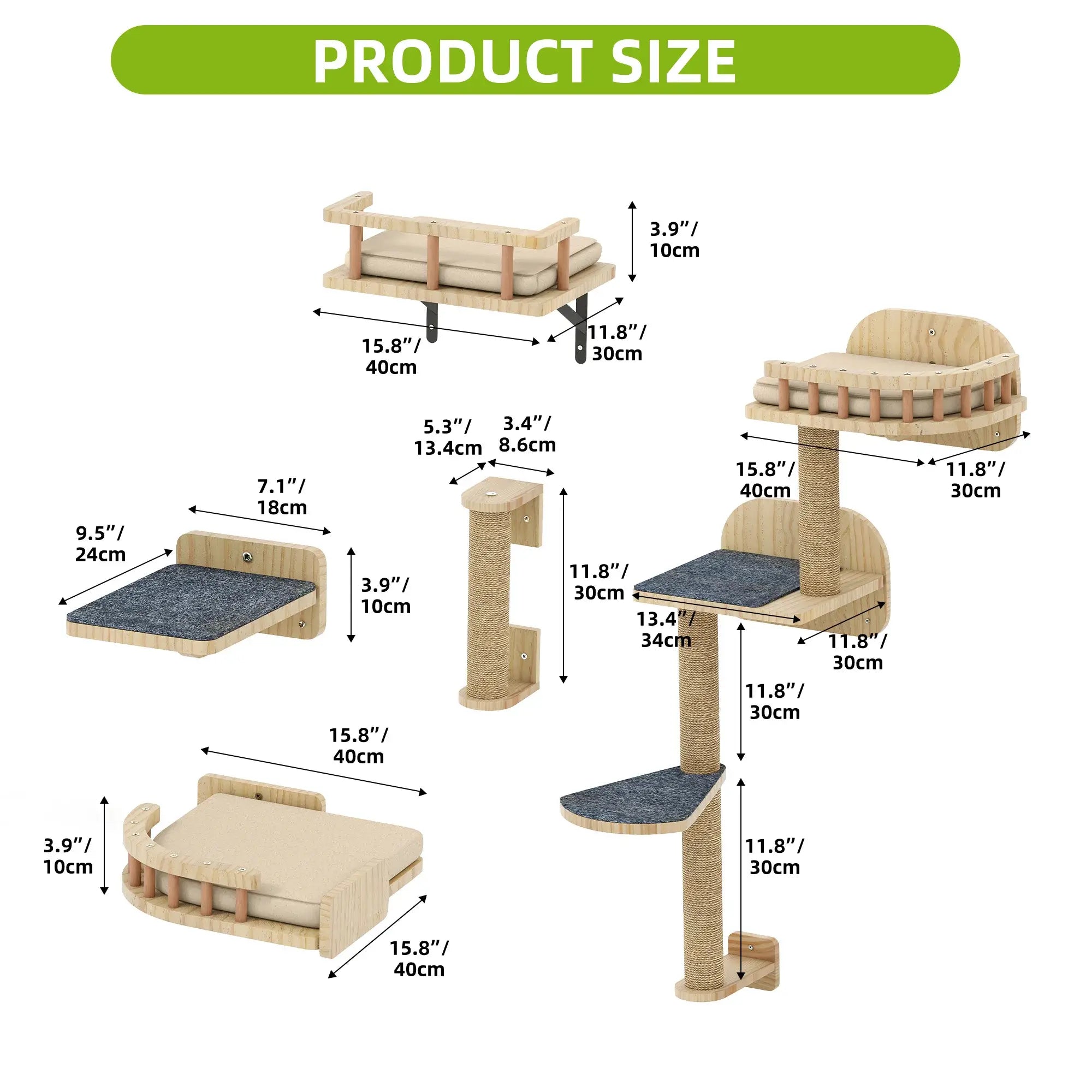 FACETTE™ – Parcours Mural Chat Bois Design | Arbre à Chat Mural Premium