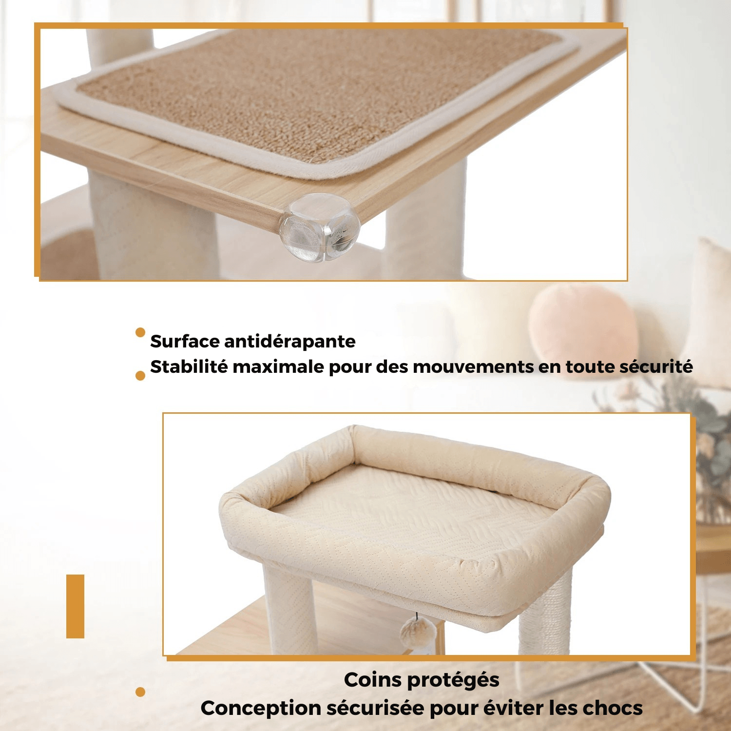 Arbre à Chat Design Bois avec Niche & Hamac | AXIS™ Moderne & Stable
