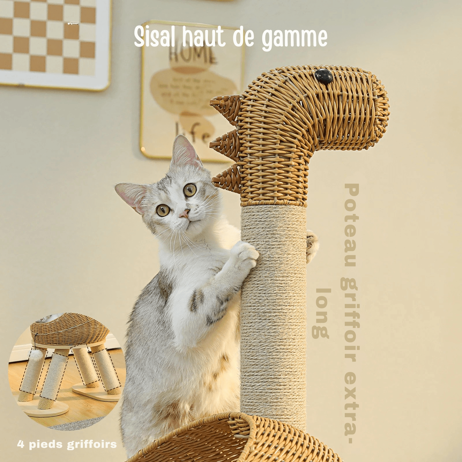 SAFARI™ — Arbre à Chat Luxe en Rotin – Confort Absolu & Stabilité Exceptionnelle
