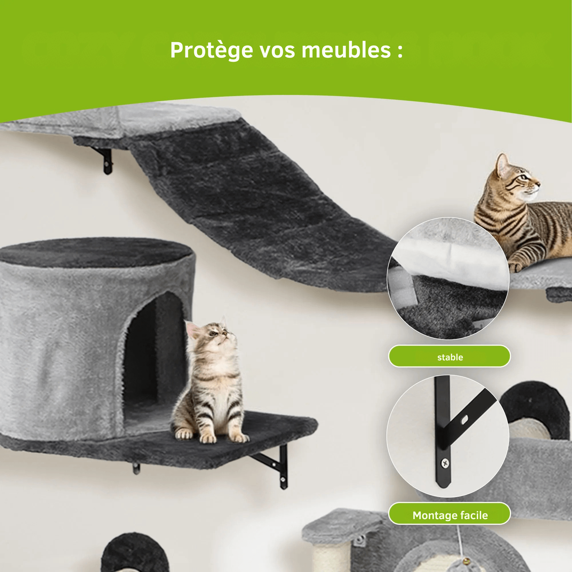 OASIS™ – Parcours Mural Chat Confort & Repos | Modules Muraux Design Premium