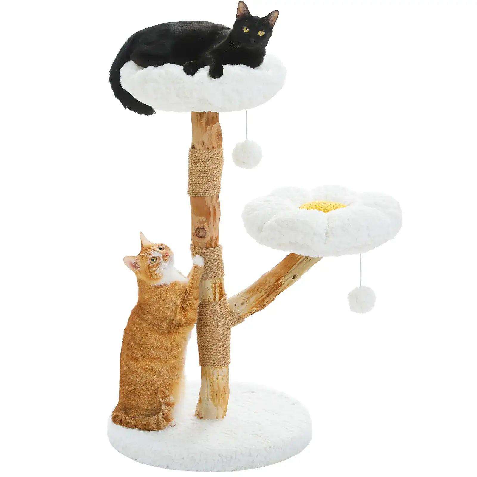 CORTEX™ — Arbre à Chat en Bois Naturel avec Plateformes Fleur & Griffoir Sisal