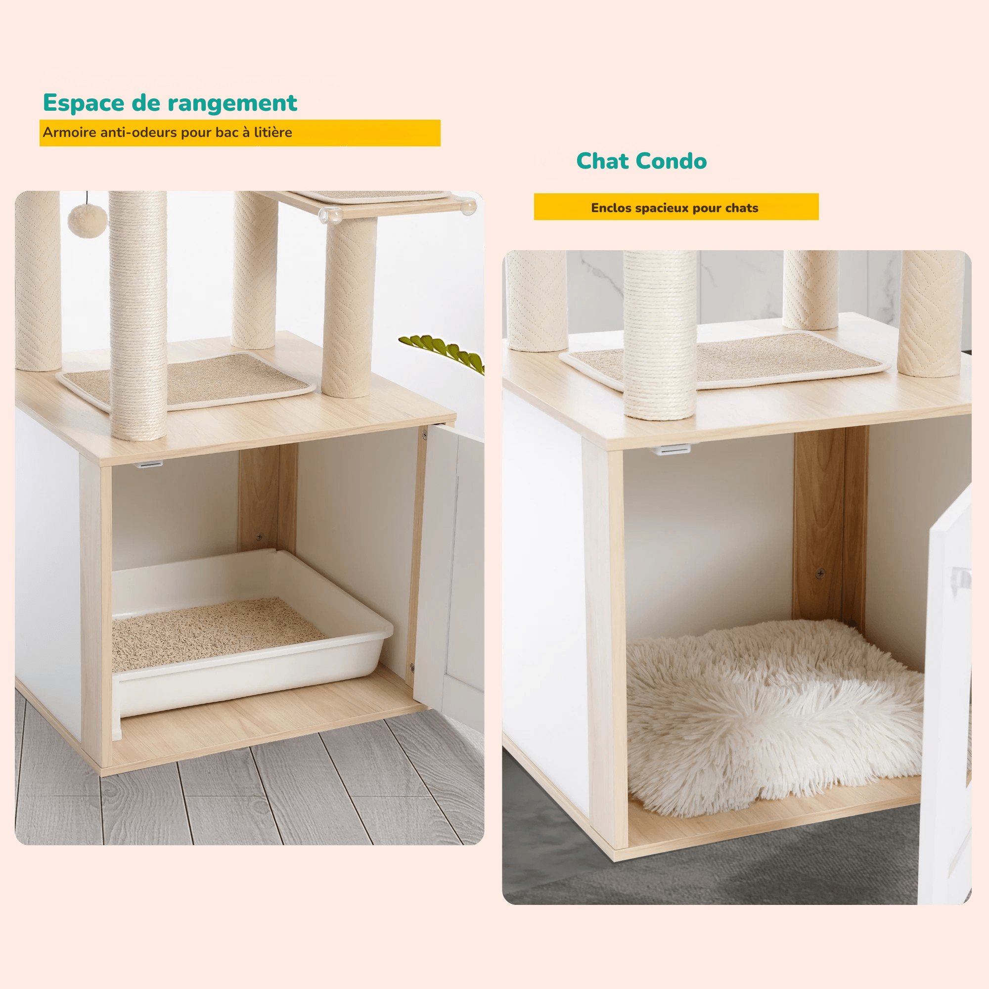 Arbre à Chat Design Bois avec Niche & Hamac | AXIS™ Moderne & Stable