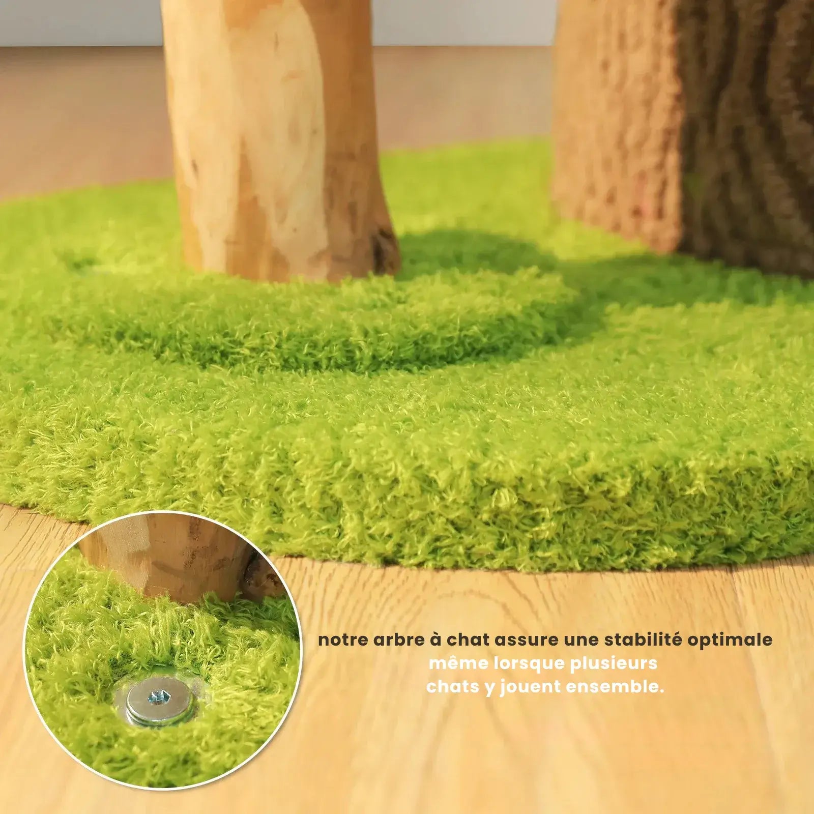 FLORA™ — Arbre à Chat Fleuri en Bois Naturel avec Condo & Plateformes Douces